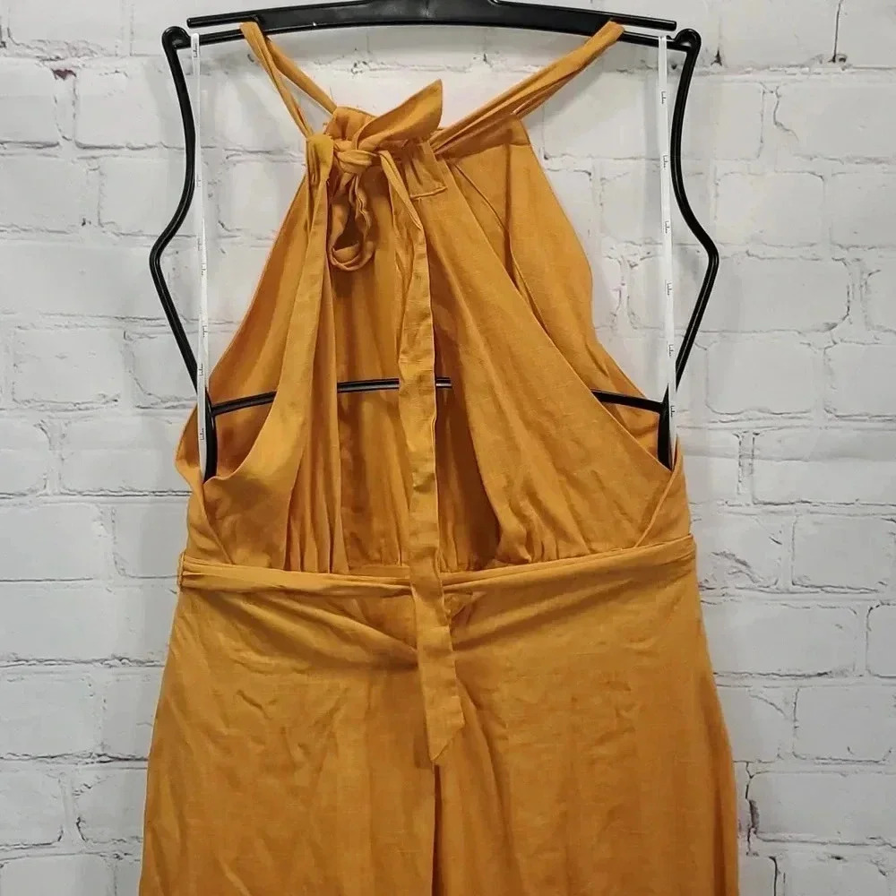 Lulus Reach for Radiance Marigold Halter Wide-Leg Jumpsuit Size M NWT - Picture 8 of 14